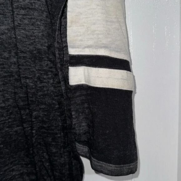 So Womens Relaxed Fit Black/Gray 3/4 Sleeve Top With Tie Hem XXL - Picture 7 of 8